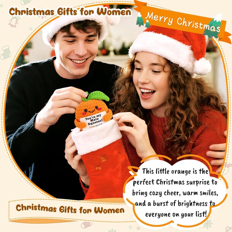 FEFAMM Gifts for Him Her Boyfriend Girlfriend, Christmas Birthday Gifts for Women Men Funny Handmade Crochet Orange Romantic Couples Gift for Husband Wife Fiance for Anniversary Wedding Valentine's Idea - Image 2